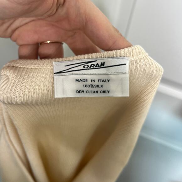Vtg Zoran Women's Shell Tank Cream Ivory Rib Knit Silk Minimalist Old Money - Picture 5 of 6